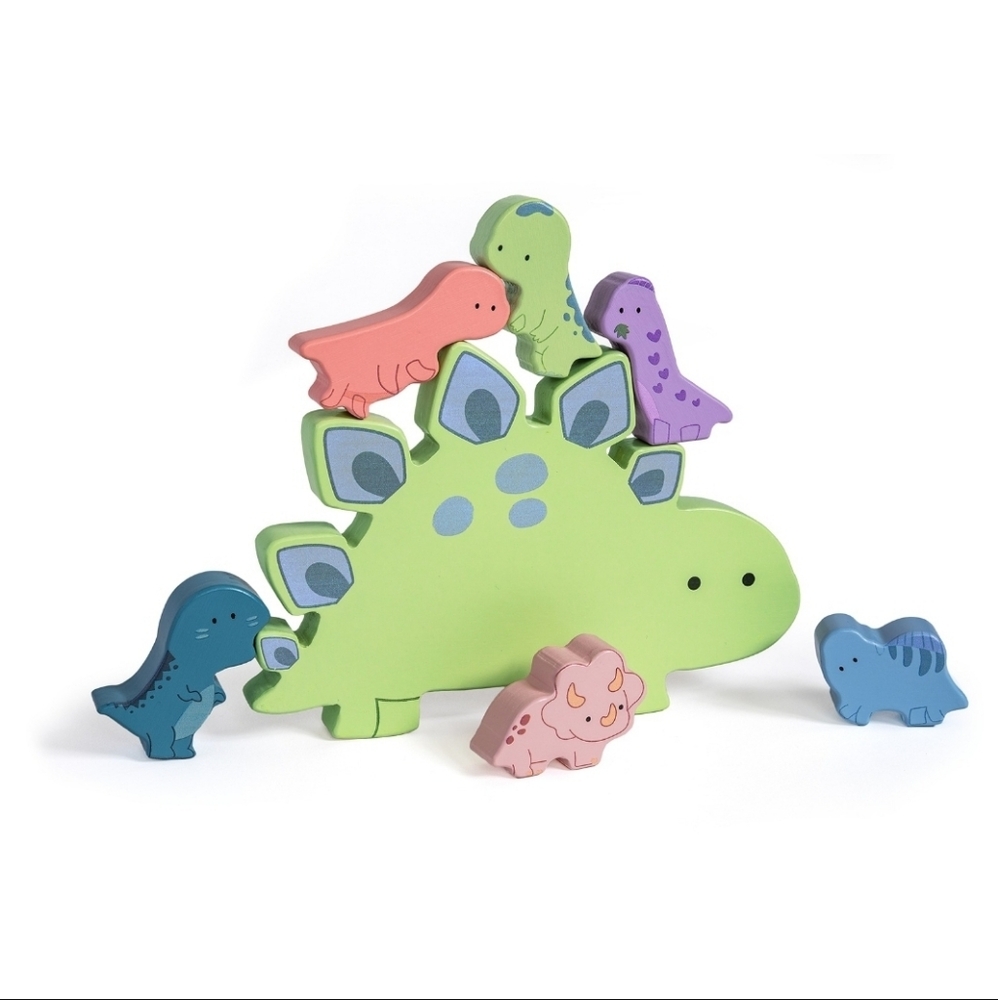 Mary Meyer Little Wood Dinosaur Blocks 7 Pieces 18mo+ Play Gift Infants Baby NEW